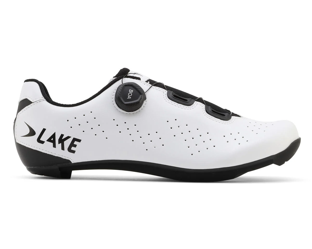 Lake Cycling CX178 Road Shoes (White/Black) (45)